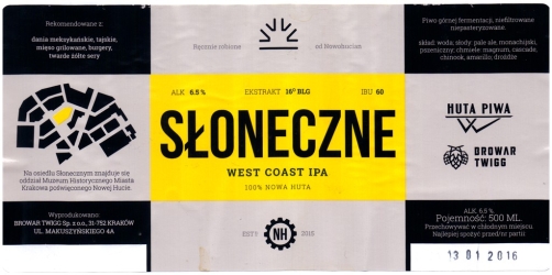 Browar Huta Piwa (2015): Słoneczne, West Coast India Pale Ale