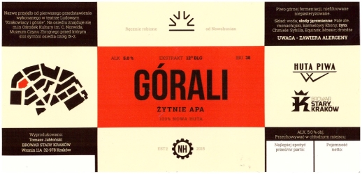 Browar Huta Piwa (2019): Górali, Żytnie American Pale Ale