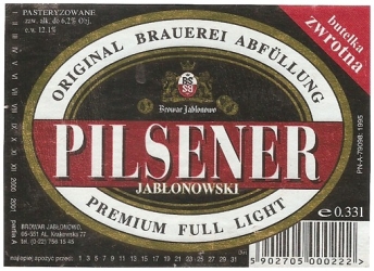 Browar Jabłonowo (2010): Pilsener 0,33 l