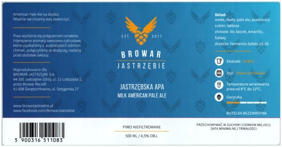 Browar Jastrzębie: Jastrzębska APA - Milk American Pale Ale