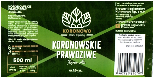 Browar Koronowo 2022 11 Koronowskie Prawdziwe Jasne Ale