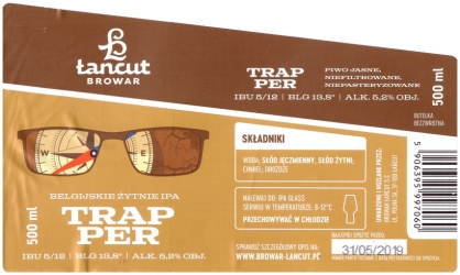 Browar Łańcut (2018): Trapper - Belgijskie Żytnie India Pale Ale