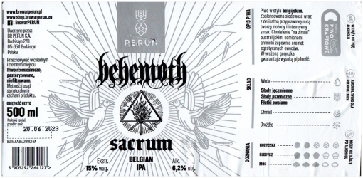 Browar Perun 2022 11 Sacrum Belgian India Pale Ale