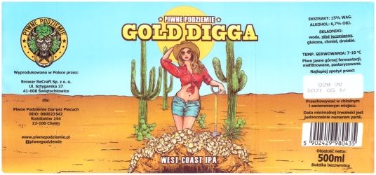 Browar Piwne Podziemie (2020): Gold Digga - West Coast India Pale Ale