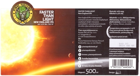 Browar Piwne Podziemie (2021): Faster Than Light - New England India Pale Ale