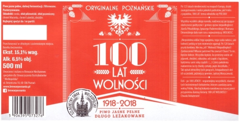 Browar Posnania (2018): 100 Lat wolności, Piwo jasne