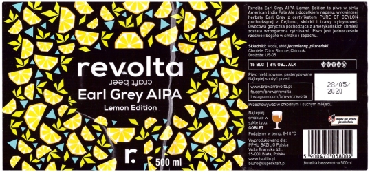Browar Revolta (2019): Earl Grey American India Pale Ale Lemon Edition
