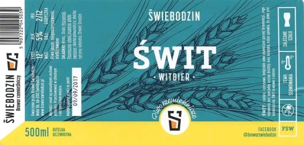 Browar Swiebodzin XXXX Swit Witbier