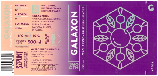 Browar Szpunt (2019): Galaxion - Peach Passion Fruit Milkshake India Pale Ale