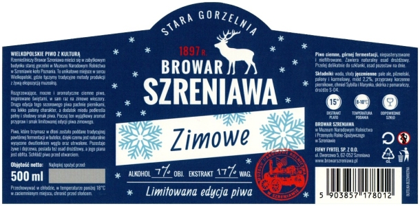 Browar Szreniawa (2021): Zimowe - piwo ciemne