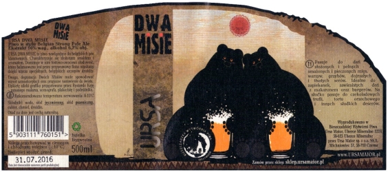 Browar Ursa Maior (2016): Dwa Misie, Belgian Strong Pale Ale