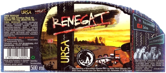 Browar Ursa (2020): Renegat - American Black Ale