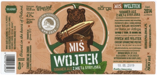 Browar Wrężel (2018): Miś Wojtek, Summer Ale z miętą syryjską