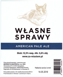 Browar za Miastem (2017): Własne Sprawy, American Pale Ale