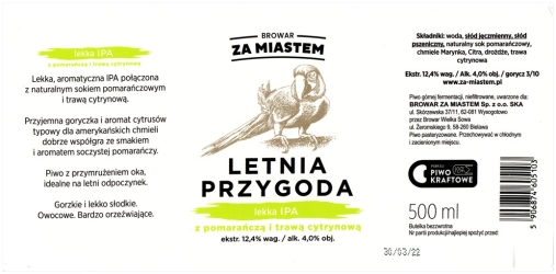 Browar Za Miastem (2021): Letnia Przygoda - Lekka India Pale Ale