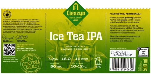 Browar Zamkowy Cieszyn (2021): Ice Tea IPA - India Pale Ale Limonka z Earl Grey