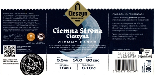 Browar Zamkowy Cieszyn (2021): Ciemna Strona Cieszyna - Ciemny Lager