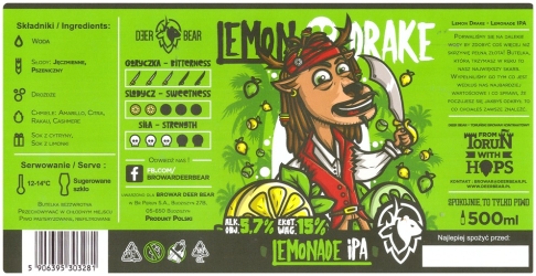 Browar Deer Bear 2020 Lemon Drake Lemonade India Pale Ale