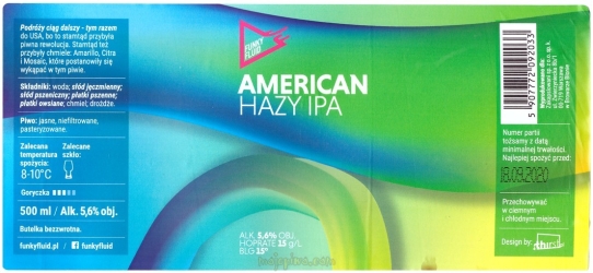 Browar Funky Fluid (2019): American Hazy, India Pale Ale