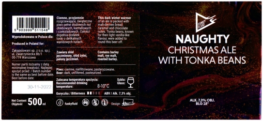 Browar Funky Fluid (2022): Naugty - Christmas Ale With Tonka Beans