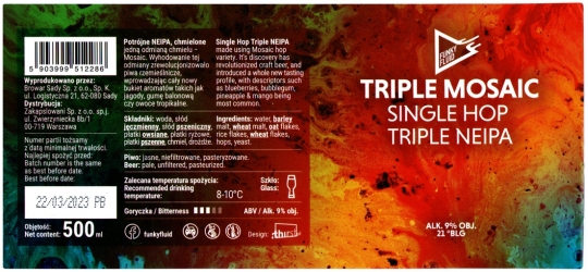 Browar Funky Fluid (2022): Triple Mosaic - Single Hop Triple New England India Pale Ale