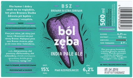 Browar Gloger BSZ (2017): Bol Zęba, India Pale Ale