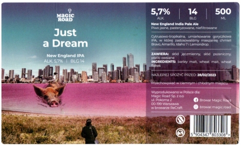 Browar Magic Road (2022): Just a Dream - New England India Pale Ale