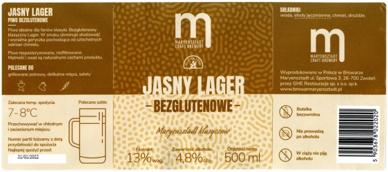 Browar Maryensztadt (2021): Jasny Lager - Bezglutenowe