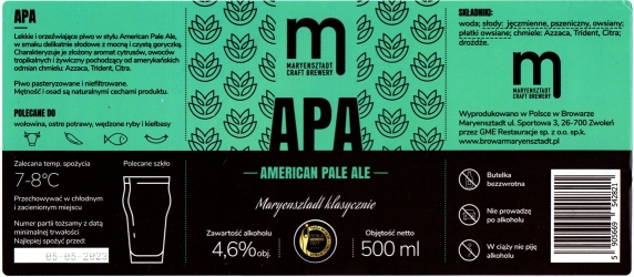 Browar Maryensztadt (2022): American Pale Ale