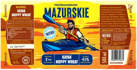 Mazurski Browar 2024 08 Mazurskie Kayak Hoppy Wheat Bezalkoholowe