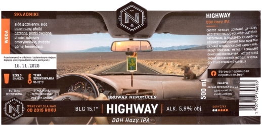 Browar Nepomucen (2020): Highway - DDH Hazy India Pale Ale