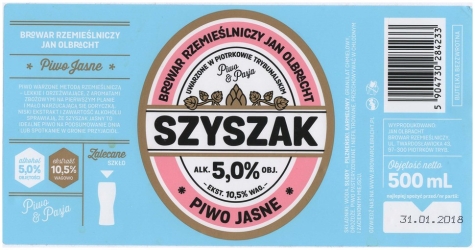 Browar Jan Olbracht (2018): Szyszak - Piwo Jasne