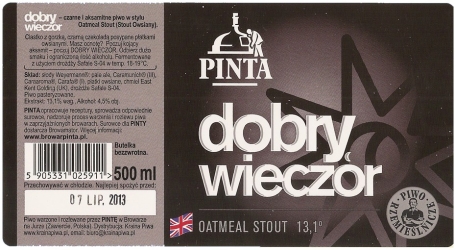 Browar Pinta (2012): Dobry Wieczór: Oatmeal Stout