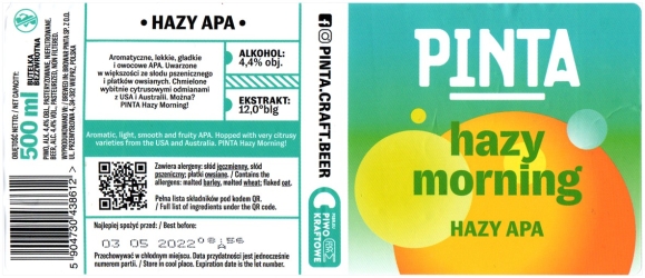 Browar Pinta (2021): Hazy Morning - Hazy American Pale Ale