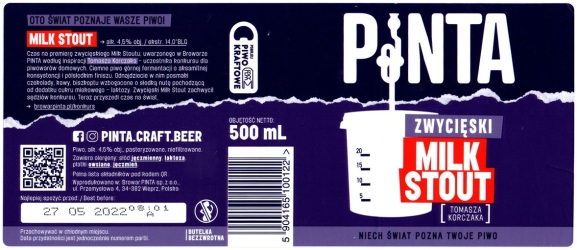 Browar Pinta (2021): Zwycięski Milk Stout