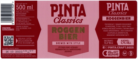 Browar Pinta (2022): Roggenbier