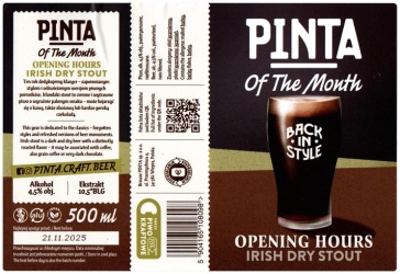 Pinta 2025 12 Opening Hours Irish Dry Stout