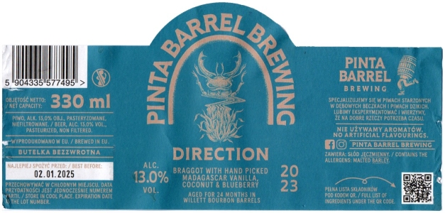 Pinta Barrel Brewing 2024 12 Direction Braggot With Hand Picked Madagascar Vanilla Coconut And Blueberry