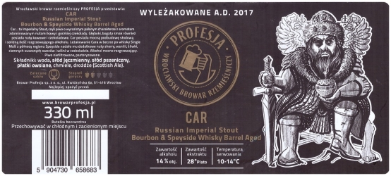 Browar Profesja: Car - Russian Imperial Stout Bourbon And Speyside Whisky Barrel Aged