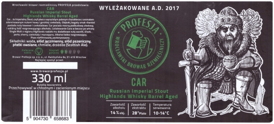Browar Profesja: Car - Russian Imperial Stout Highlands Whisky Barrel Aged
