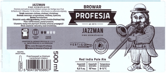 Browar Profesja: Jazzman - Red India Pale Ale