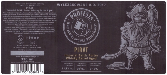 Browar Profesja: Pirat - Imperial Baltic Porter Whisky Barrel Aged