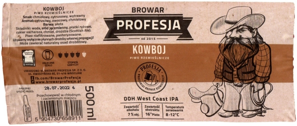 Browar Profesja (2021): Kowboj - DDH West Coast India Pale Ale