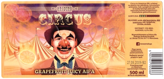 Browar Raduga (2018): Circus Grapefruit Juicy American India Pale Ale