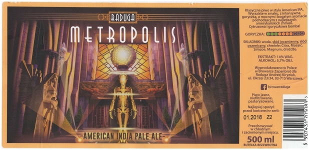 Browar Raduga (2018): Metropolis, American India Pale Ale