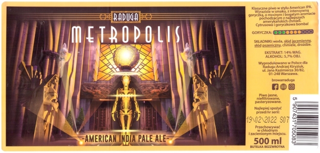 Browar Raduga (2021): Metropolis, American India Pale Ale