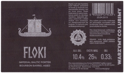 Browar Trzech Kumpli (2019): Floki - Imperial Baltic Porter Bourbon Barrel Aged