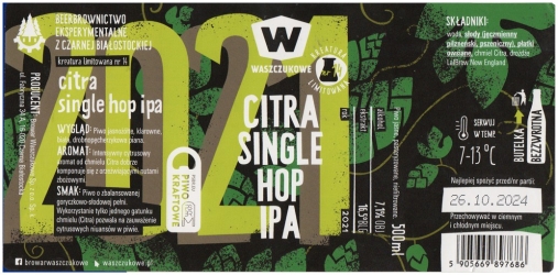 Waszczukowe 2024 01 Citra Single Hop Ipa