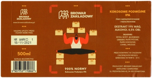 Browar Zakładowy (2021): 900 % Normy - Kokosowe Podwójne India Pale Ale