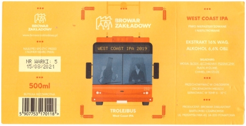 Browar Zakładowy (2021): Trolejbus - West Coast India Pale Ale